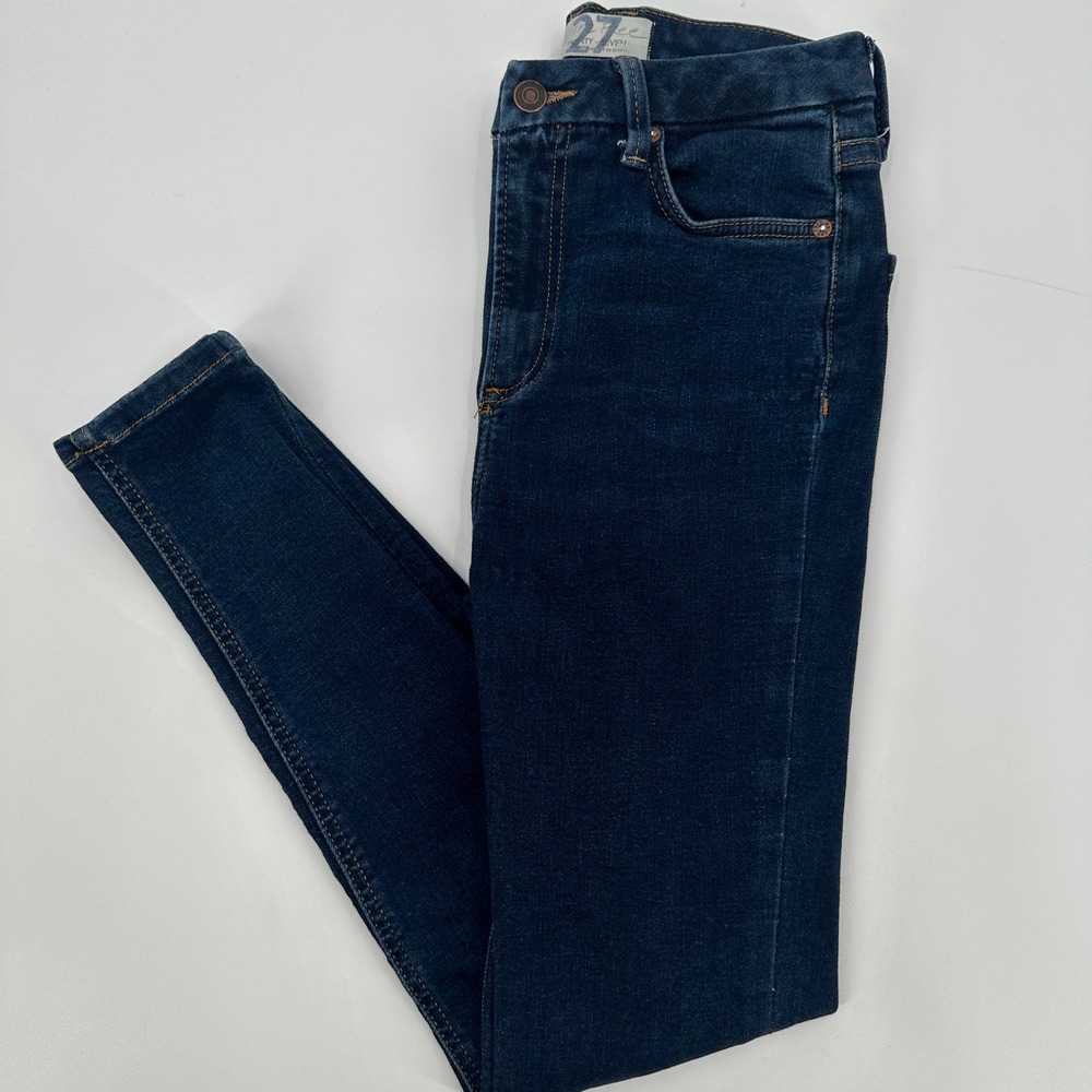 Free People We The Free 27 Skinny High Rise Jeans Dark Wash Denim Women's